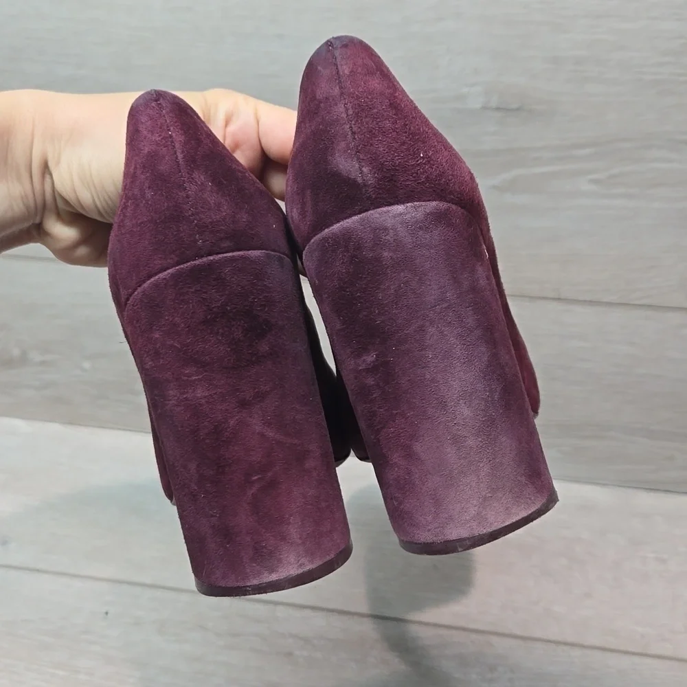 Tory Burch Womens Lucia Suede Heels wine shoes sz 8M